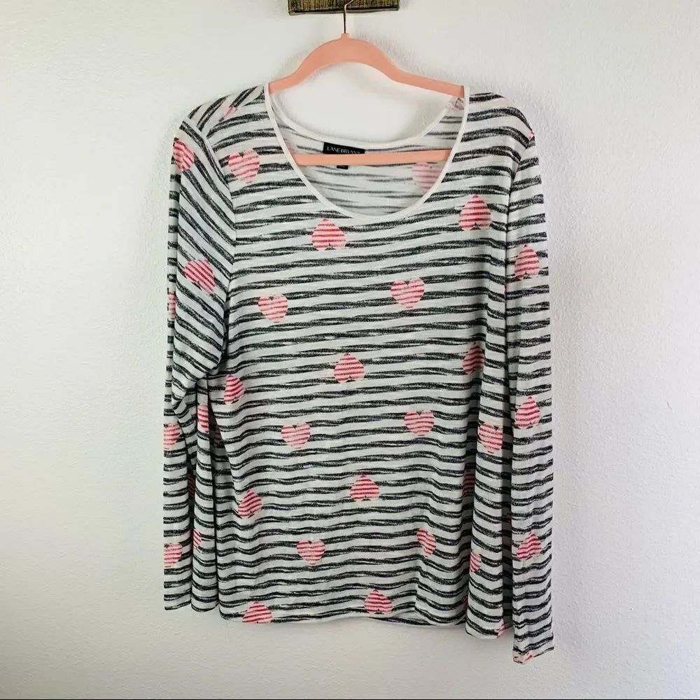 Lane Bryant Heart Striped Top‎